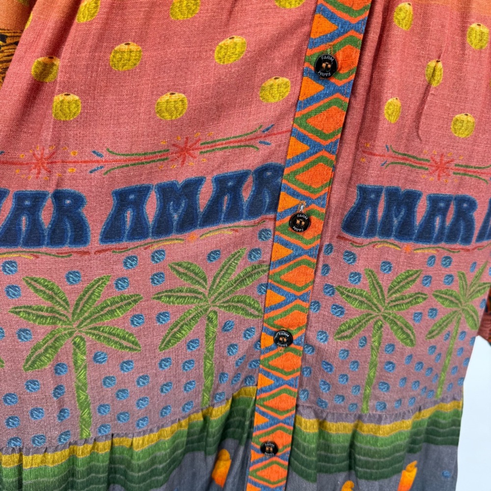 Farm Rio Est Mil Arvor Tropical Jungle Maxi Dress Orange Long‎ Sleeve Small NWT - Picture 9 of 16
